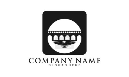 Illustration for River bridge silhouette logo design icon vector - Royalty Free Image