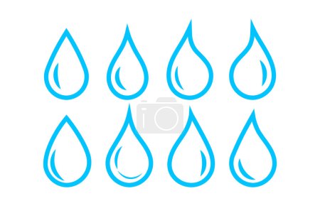 Illustration for Abstract set of blue water drop icons on white background - Royalty Free Image