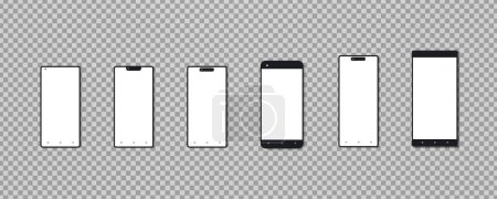 Illustration for Realistic models smartphone with transparent screens. Smartphone mockup collection. - Royalty Free Image