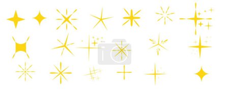 Téléchargez les illustrations : Symbole vectoriel brillant jaune, or, orange. original vecteur étoile scintillant icône ensemble. feux d'artifice lumineux, - en licence libre de droit