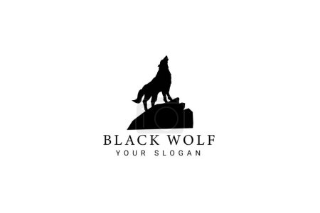 Téléchargez les illustrations : Illustration d'icône de vecteur de logo de loup noir - en licence libre de droit