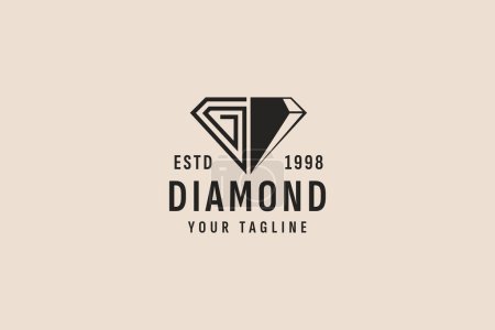 Téléchargez les illustrations : Illustration d'icône vectorielle de logo de diamant de style vintage - en licence libre de droit