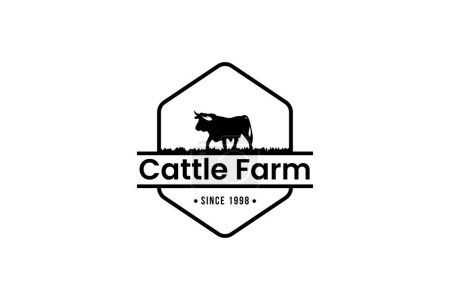 Téléchargez les illustrations : Illustration d'icône vectorielle de logo d'exploitation bovine - en licence libre de droit