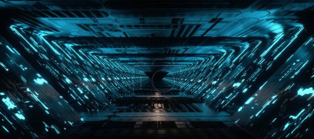 Téléchargez les photos : Futuristic tunnel with neon lights . This is a 3d render illustration . - en image libre de droit