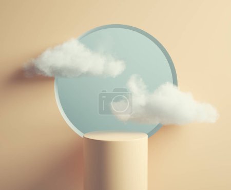 Photo for Podium stage and clouds . This is a 3d render illustration. - Royalty Free Image