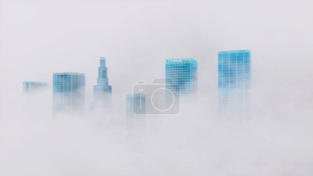 Photo for Futuristic city in the clouds . This is a 3d render illustration . - Royalty Free Image