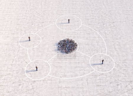 Foto de Vista aérea de la multitud de personas conectadas. Redes sociales y concepto comunitario. Esta es una ilustración de renderizado 3d - Imagen libre de derechos