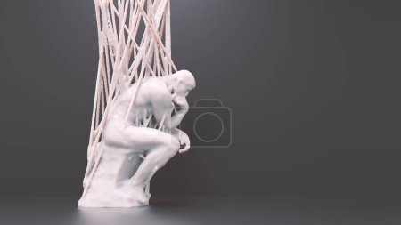 Photo for Abstract man contemplating . Overthinking and anxiety concept . This is a 3d render illustration. - Royalty Free Image