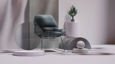 Foto de Diseño interior moderno y creativo con una silla. Esta es una ilustración de renderizado 3d. - Imagen libre de derechos