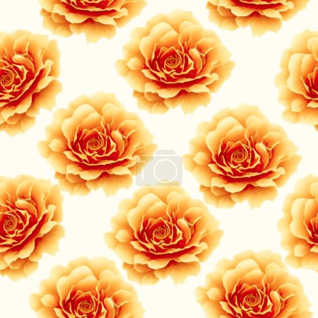 Illustration for Beautiful orange flowers watercolor seamless patterns - Royalty Free Image