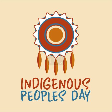 Ilustración de Happy indigenous peoples day in brown background - Imagen libre de derechos