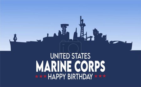 Ilustración de Happy Birthday United States Marine Corps - Imagen libre de derechos