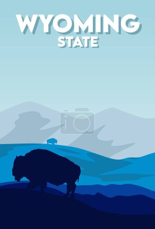 Ilustración de Estado wyoming con hermosa vista - Imagen libre de derechos
