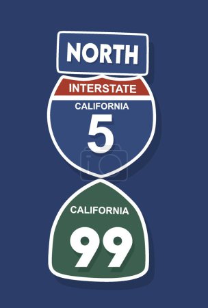 Téléchargez les illustrations : Nord interstate californie 5 signe - en licence libre de droit