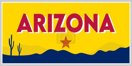 Illustration for Arizona state with yellow background - Royalty Free Image