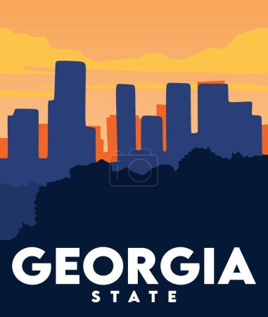 Illustration pour État de la géorgie avec belle vue - image libre de droit