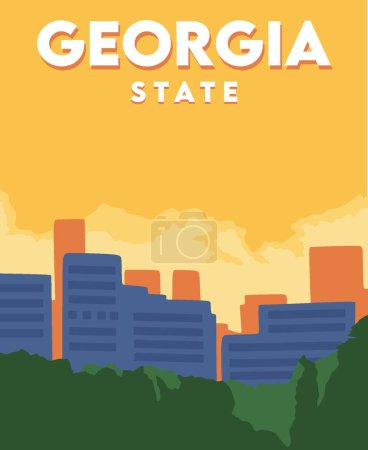 Ilustración de Georgia estado con hermosa vista - Imagen libre de derechos