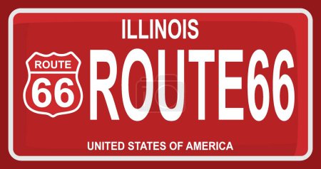 Illustration for Route 66 illinois with red background - Royalty Free Image