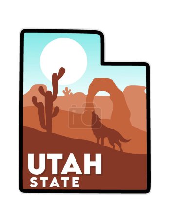 Ilustración de Utah estado con fondo cielo - Imagen libre de derechos