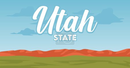 Ilustración de Utah estado con fondo cielo - Imagen libre de derechos