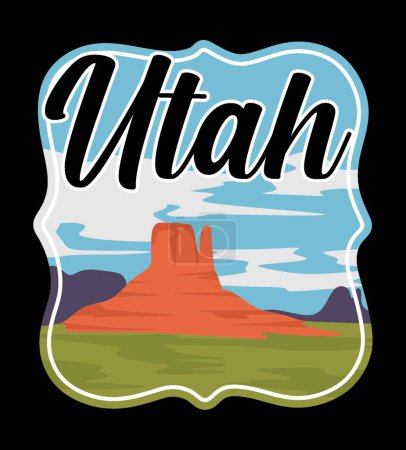 Ilustración de Utah estado con hermosa vista - Imagen libre de derechos