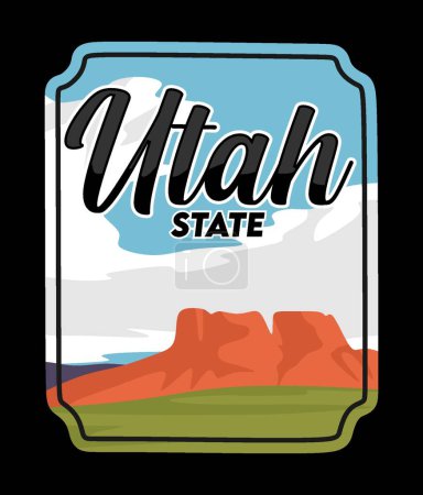 Ilustración de Utah estado con fondo negro - Imagen libre de derechos