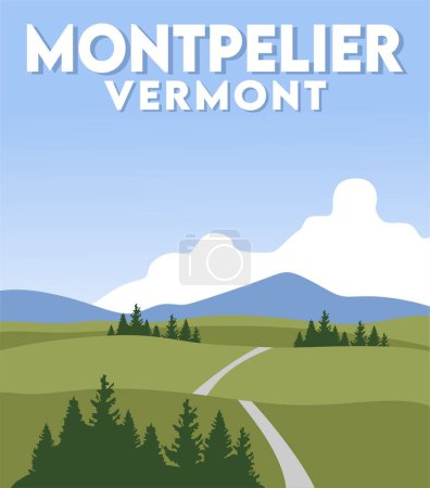 Ilustración de Montpelier vermont con hermosa vista - Imagen libre de derechos