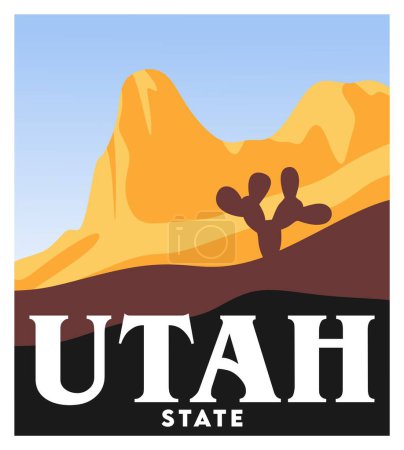 Illustration for Utah state with beautiful views - Royalty Free Image
