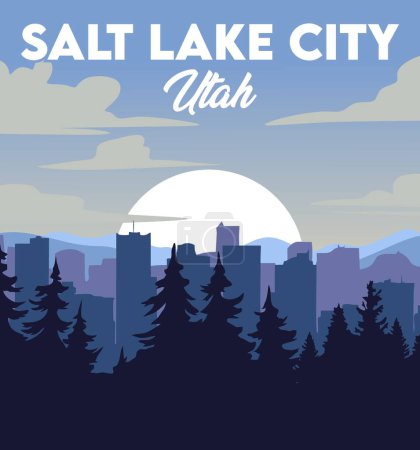 Illustration for Salt Lake City Utah with beautiful views - Royalty Free Image