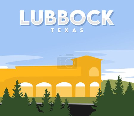 Ilustración de Lubbock texas con hermosas vistas - Imagen libre de derechos