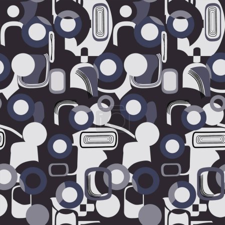 Abstract hand drawn seamless pattern with geometric and brush painted elements. Vector textured colorful background. Modern poster, card, textile, wallpaper template, wrapping paper designs. vintage africa