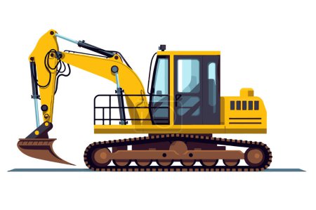 Illustration for Powerful yellow excavator, suited for any construction project with heavy machinery. AI generated vector illustration. - Royalty Free Image
