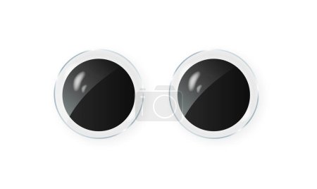 Téléchargez les illustrations : Googly eyes for toy. Puppet eyeballs. Cartoon glossy round eyes isolated on white Vector. - en licence libre de droit