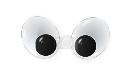 Googly eyes for toy. Puppet eyeballs. Cartoon glossy round eyes isolated on white Vector.