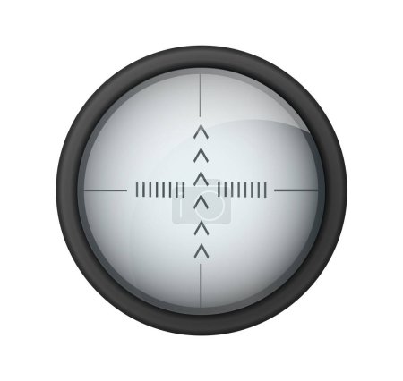 Realistic sniper sight. Sniper scope with measurement marks template. Sniper scope crosshairs view. Realistic vector optical sight illustracion.