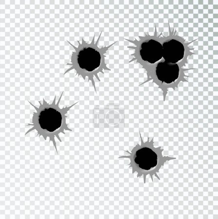 Bullet holes. Easy to place on different color or background. Vector illustration
