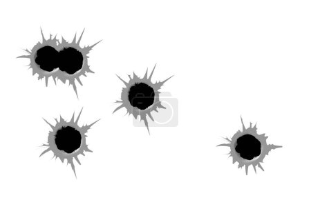 Bullet holes. Easy to place on different color or background. Vector illustration