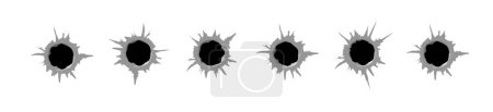 Illustration for Bullet hole. Realistic metal bullet hole, damage effect. Vector illustration - Royalty Free Image