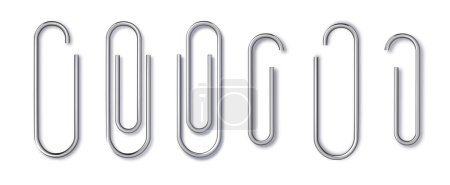 Set of paper clip with black binder on white background. Vector illustration