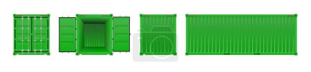 Ilustración de Envase de carga verde del envío veinte y cuarenta pies. Logística y Transporte. Ilustración vectorial - Imagen libre de derechos