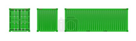 Illustration for Green Shipping Cargo Container Twenty and Forty feet. Logistics and Transportation. Vector illustration - Royalty Free Image