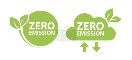 Zero Emission. Net zero label stamp design leaves Zero Emission carbon eco stamp symbol Vector illustration
