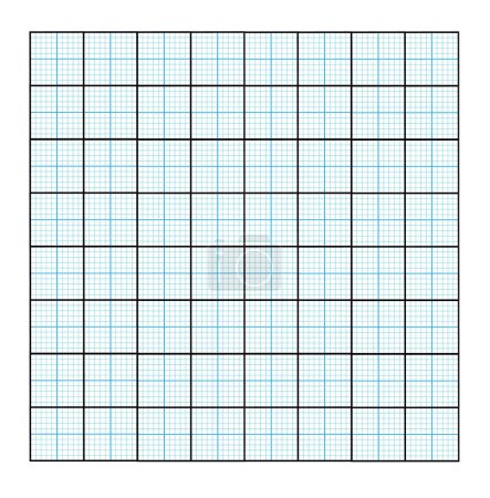 Illustration for Vector illustration of corner rulers from isolated on white background. Blue plotting graph paper grid. Vertical and horizontal measuring scales. Millimeter graph paper grid template. - Royalty Free Image