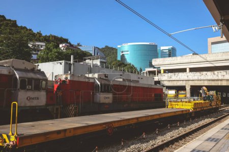 Foto de 21 de diciembre de 2022 el tren de mantenimiento ferroviario en shatin sdtation - Imagen libre de derechos