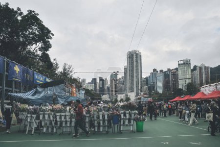 Foto de Traditional chinese lunar new year fair in Hong Kong 21 Jan 2023 - Imagen libre de derechos