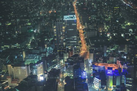 Foto de La ciudad de Nagoya, Japón paisaje urbano en la noche 2 Nov 2013 - Imagen libre de derechos