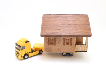 Photo for A Miniature Worker team moving house, Real estate - Royalty Free Image