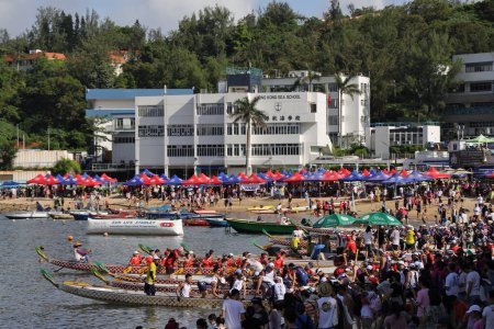 Photo for June 22 2023, the Dragon boats festival race in Stanley beach - Royalty Free Image