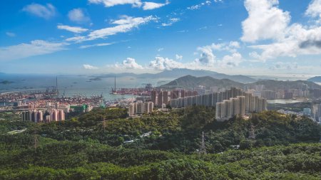 Photo for The unique blend of residential and industrial areas in Hong Kong, July 8 2023 - Royalty Free Image