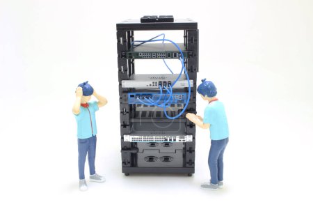 Photo for The IT Engineer in Action Configuring Servers - Royalty Free Image